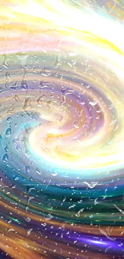 Vibrant cosmic swirl wallpaper with galaxy colors.