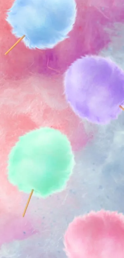 Colorful cotton candy on pastel background, evoking sweetness and whimsy.