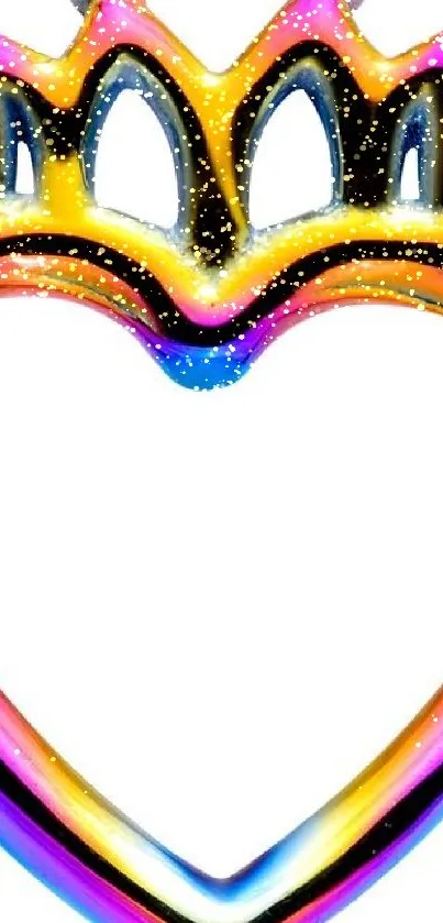 Colorful crown and heart wallpaper with vibrant hues.