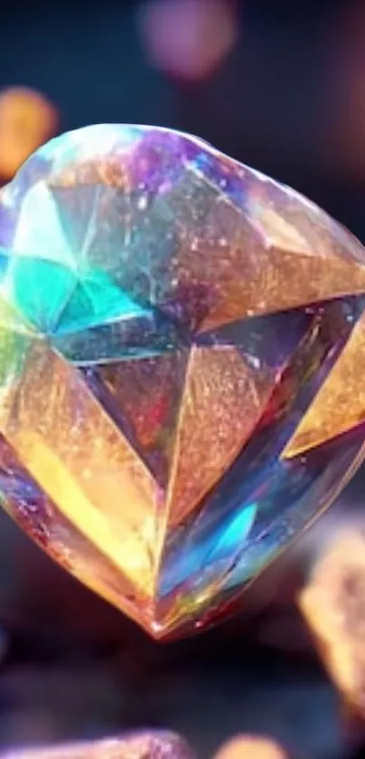 A colorful crystal with vibrant hues in a digital art style.