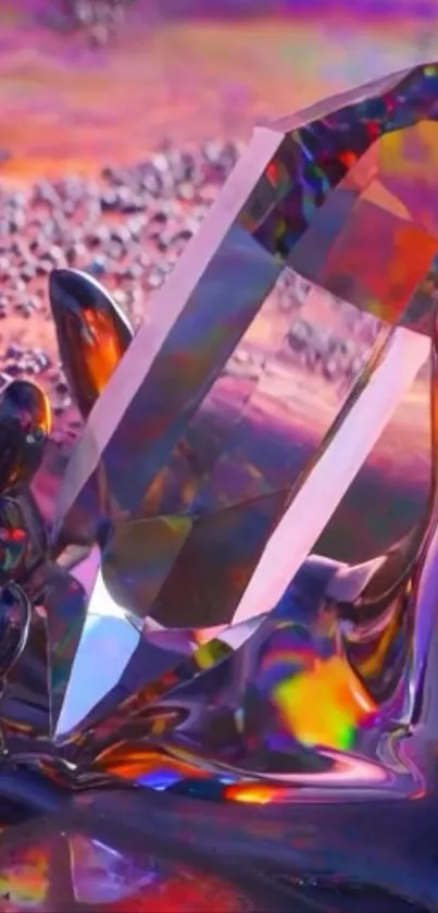 Vibrant crystal in colorful abstract art.