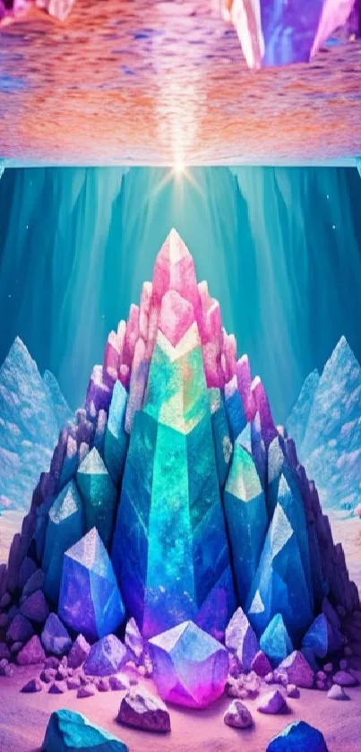 Vibrant crystal cave artwork with colorful shards and a magical ambiance.