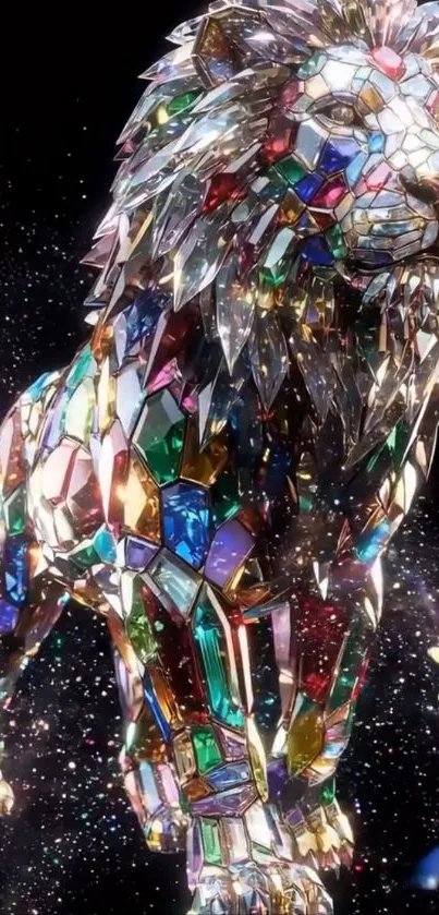 Colorful crystal lion artistic mobile wallpaper.