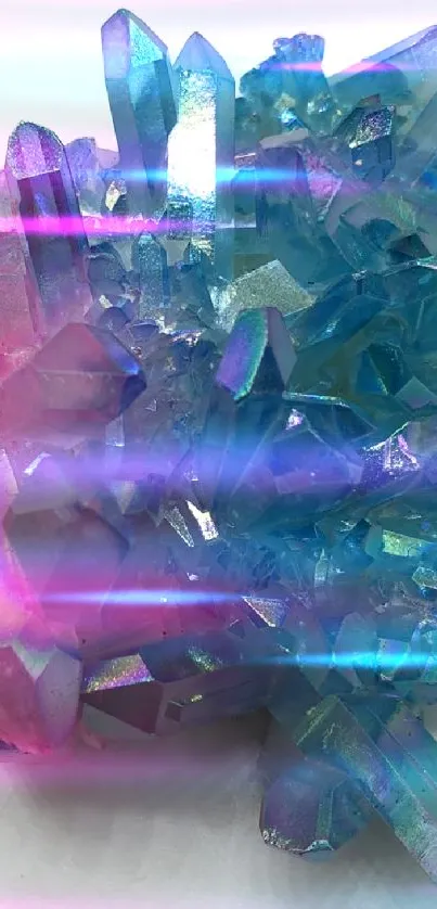 Colorful crystal wallpaper with blue and pink hues, perfect for mobile.