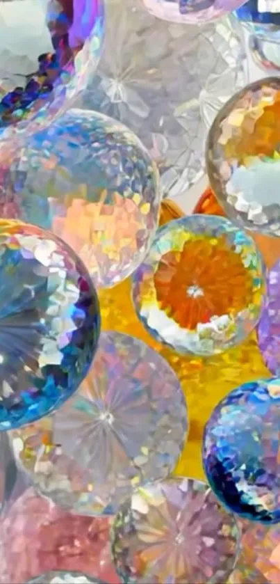 Colorful crystal orbs with vibrant reflections.