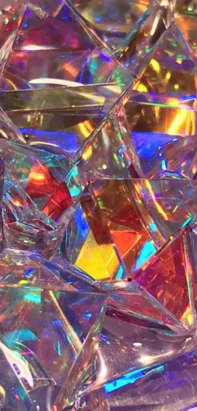 Vibrant prismatic crystal reflections with a rainbow of colors.