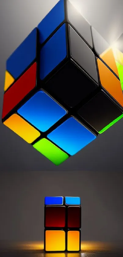 Colorful 3D cube design for mobile wallpaper.