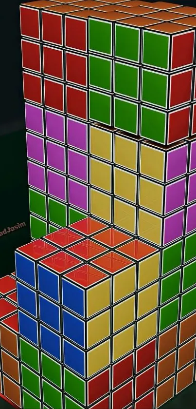 Colorful 3D cubes create an abstract mobile wallpaper.