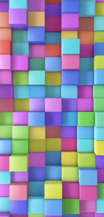 Colorful 3D cubes wallpaper with a vibrant geometric pattern.