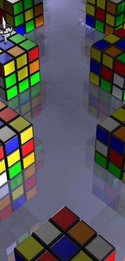 3D colorful cubes on a gray background.