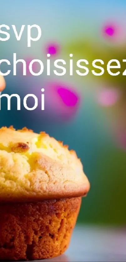 Two delicious cupcakes with colorful background.