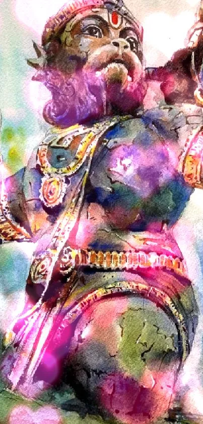 Colorful watercolor depiction of a deity with vibrant hues.