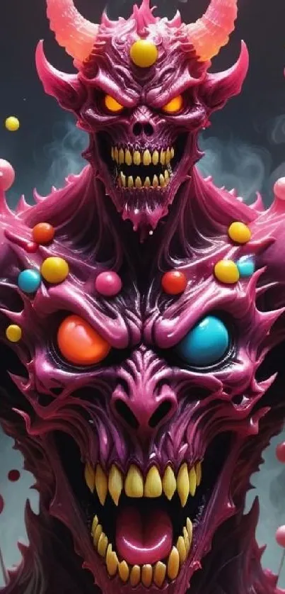 Vibrant demon fantasy wallpaper with surreal elements.