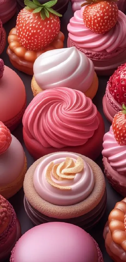 Colorful macarons and berry mobile wallpaper