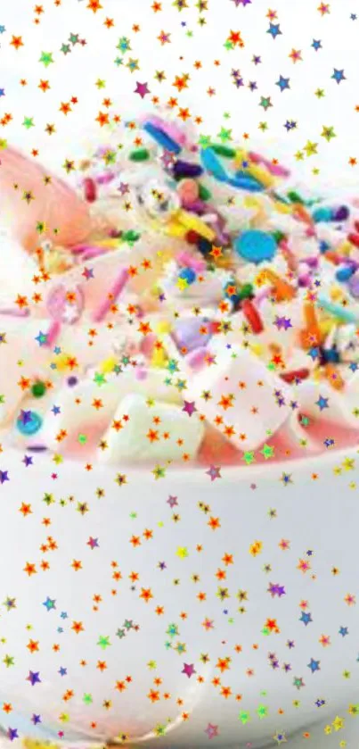 Colorful sprinkles and stars mobile wallpaper.