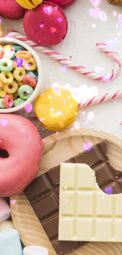 Colorful sweets and desserts mobile wallpaper.