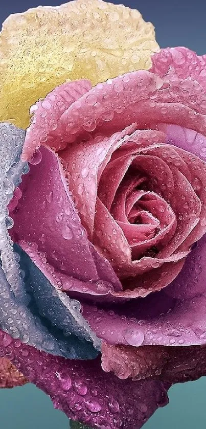 Vibrant rose with dewy petals for mobile wallpaper.