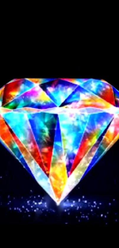 Vibrant, colorful diamond image as mobile wallpaper on black background.