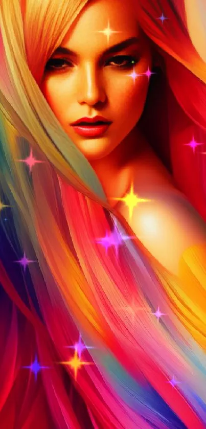 A colorful digital art portrait with vibrant flowing colors.