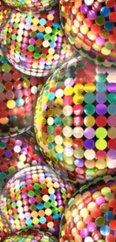 Colorful disco ball mobile wallpaper with vibrant patterns.