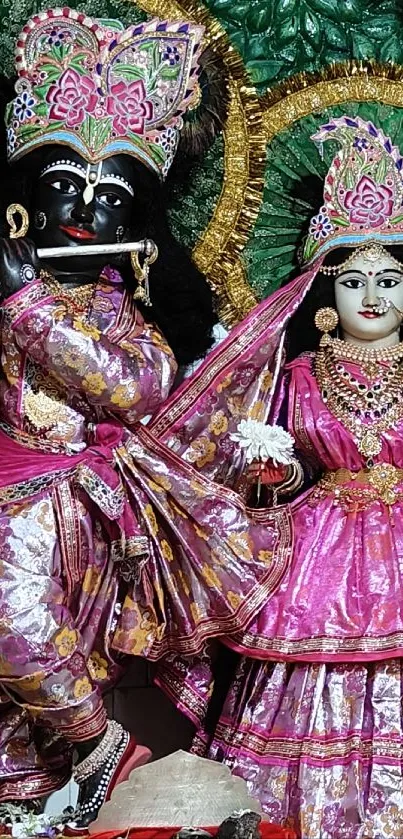 Divine deities in vibrant traditional attire.