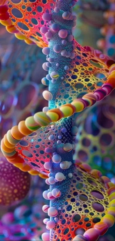 Colorful abstract DNA helix wallpaper.