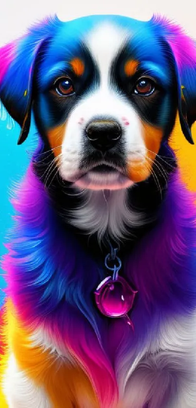 Colorful and artistic dog wallpaper with vibrant shades.