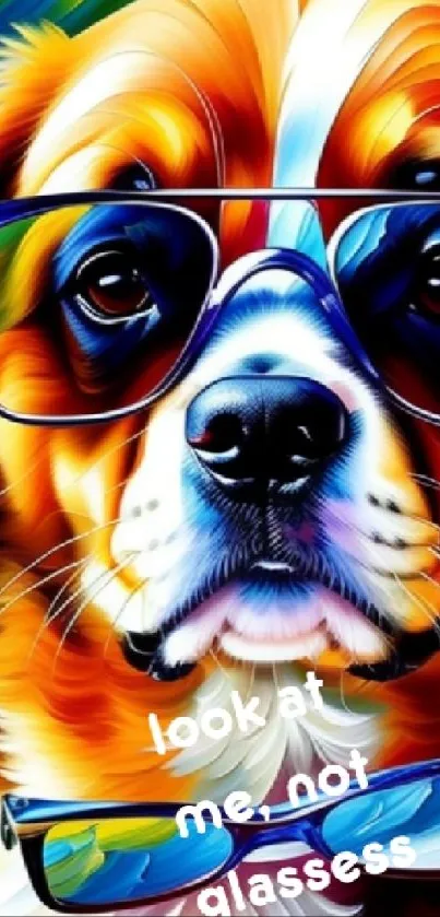 Colorful cartoon dog with sunglasses in vibrant art style.