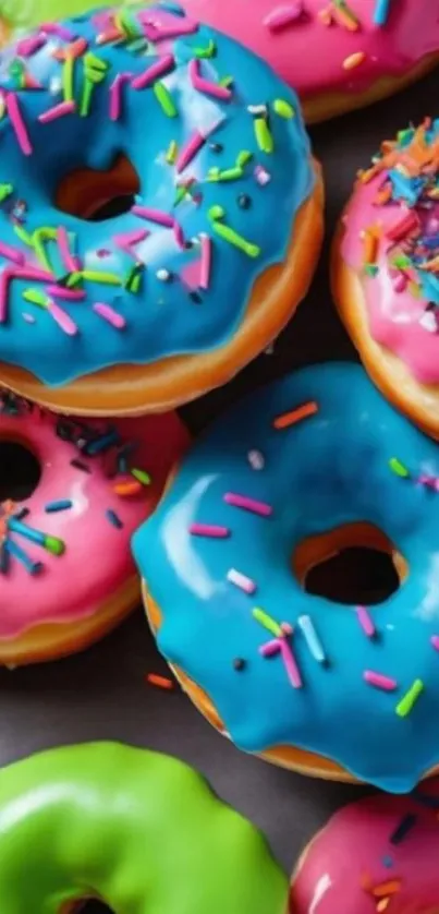 Colorful donuts with icing and sprinkles