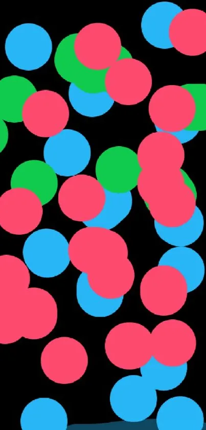 Colorful dots on a black background wallpaper.