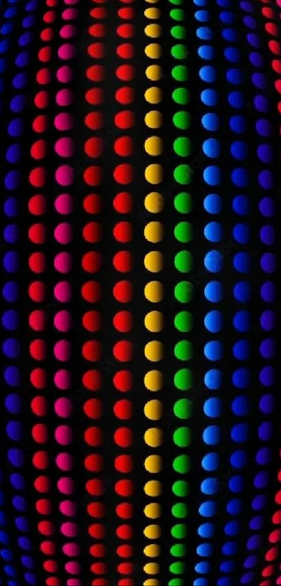 Bright colorful dots on a dark background wallpaper.