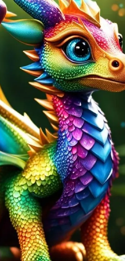 Colorful fantasy dragon with vibrant scales.
