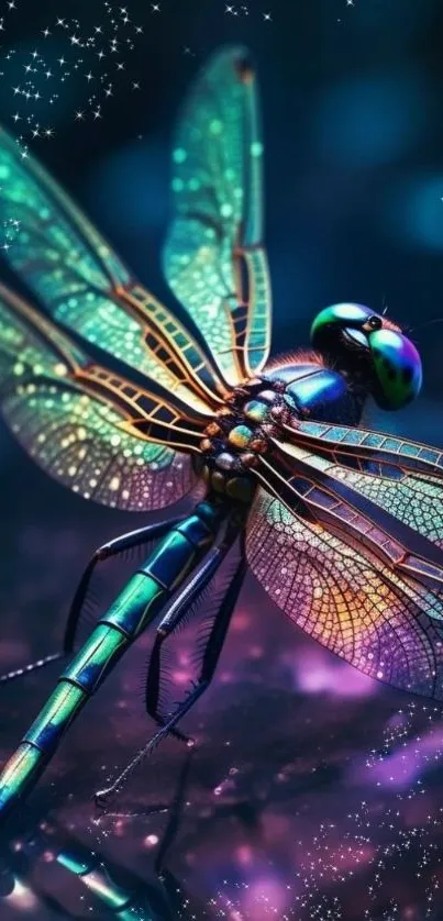 Colorful dragonfly on a bokeh background.