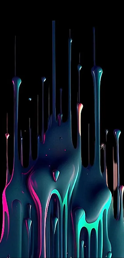 Colorful dripping abstract art on a black background wallpaper.