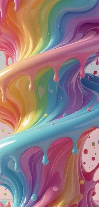 Colorful dripping paint swirl artwork.