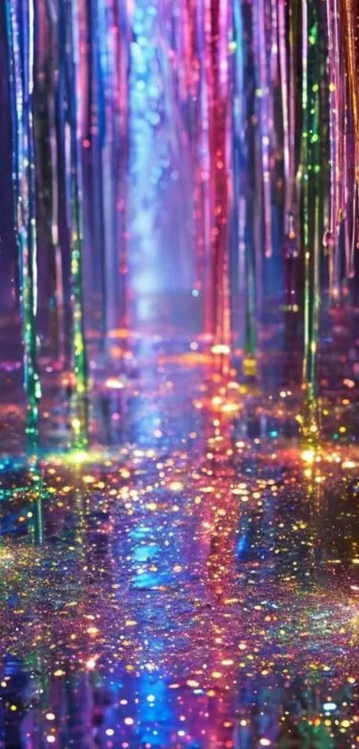 Vibrant dripping paint with sparkles