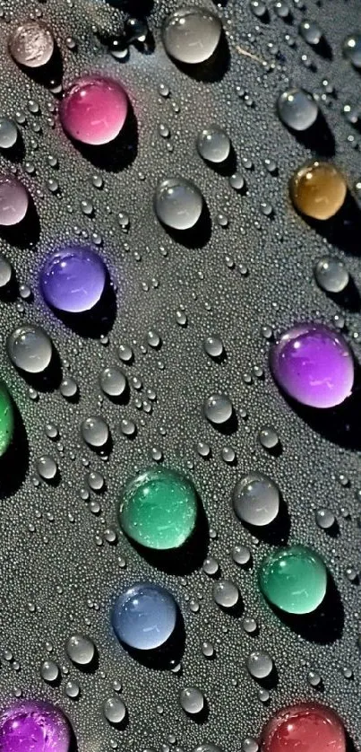 Colorful droplets on a sleek black background, vibrant and modern design.