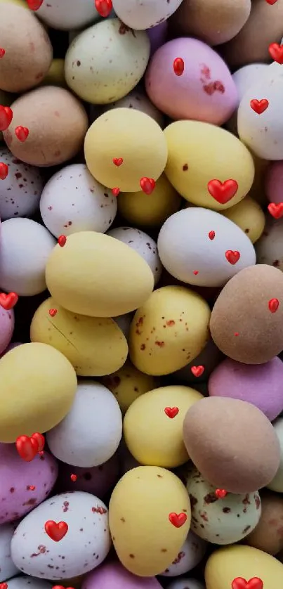 Colorful Easter eggs with hearts, perfect for festive phones.