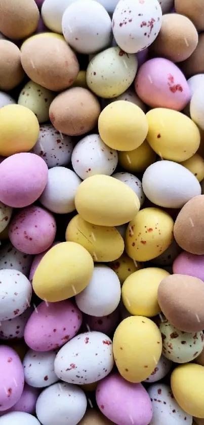 Colorful Easter eggs in pastel hues for mobile wallpaper.