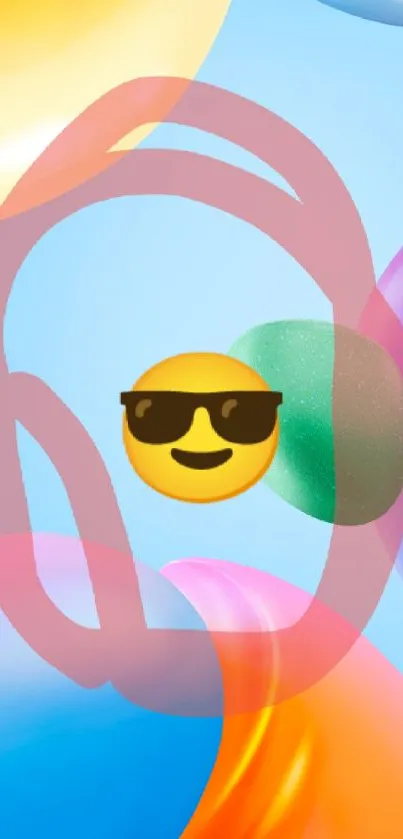 Colorful wallpaper with cool emoji on abstract background.