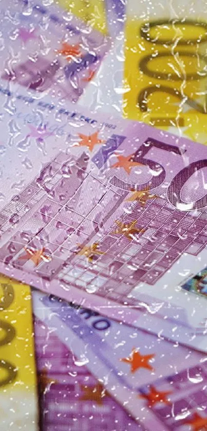 Colorful euro notes scattered, showcasing vibrant hues.