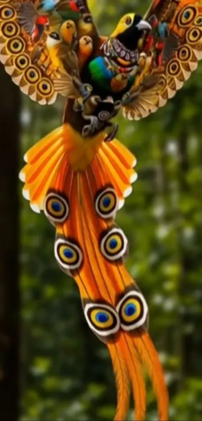 Vibrant exotic bird with colorful feathers on a nature backdrop.