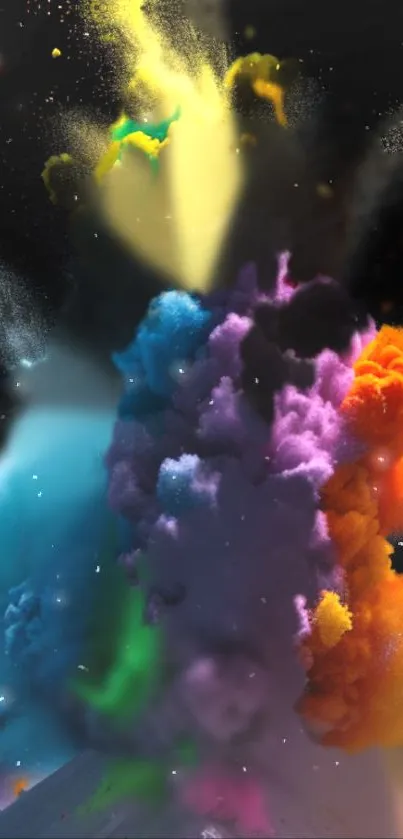 Dynamic explosion of vibrant colors in an abstract mobile wallpaper.
