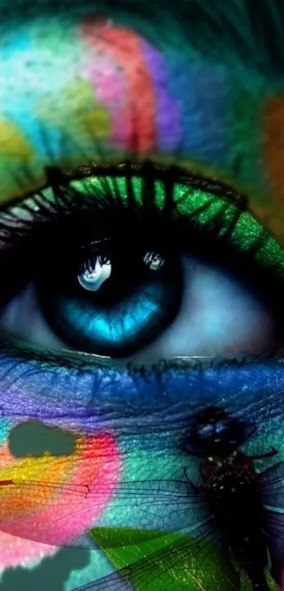 Colorful eye art wallpaper with vibrant, detailed patterns.