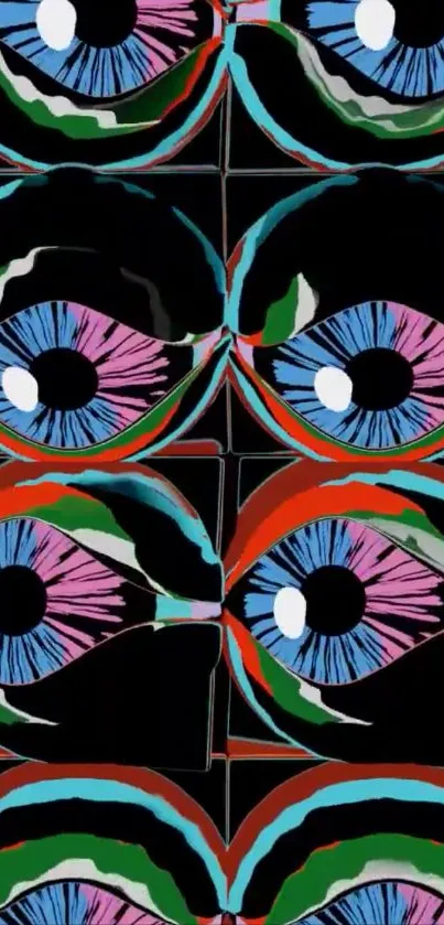 Abstract colorful eye pattern wallpaper.
