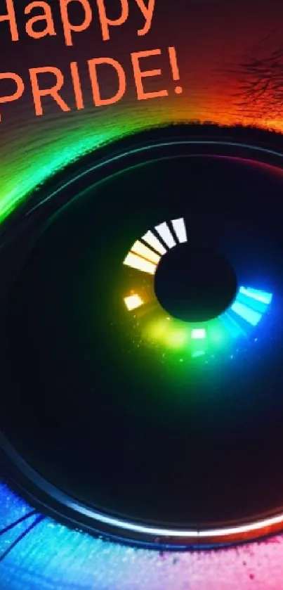 Rainbow eye pride wallpaper with vibrant colors and digital art.