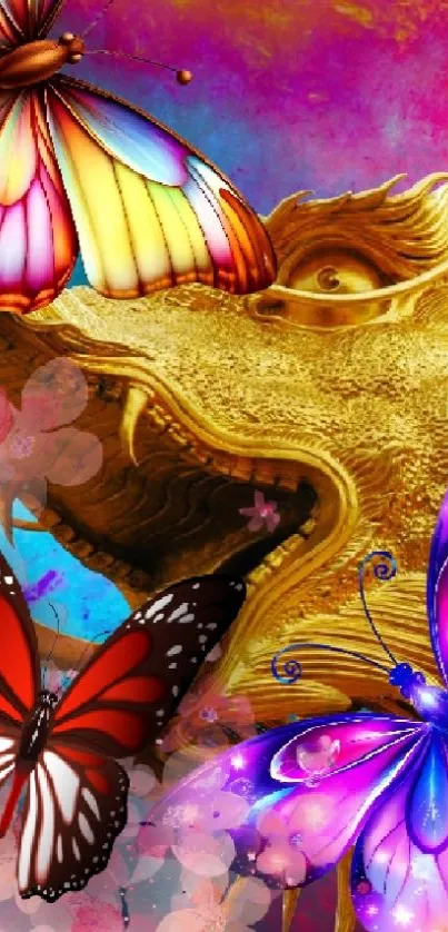 Colorful fantasy butterfly wallpaper with vibrant design.