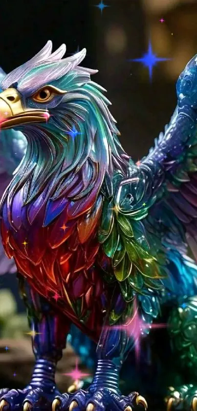 Colorful and detailed eagle fantasy art wallpaper.