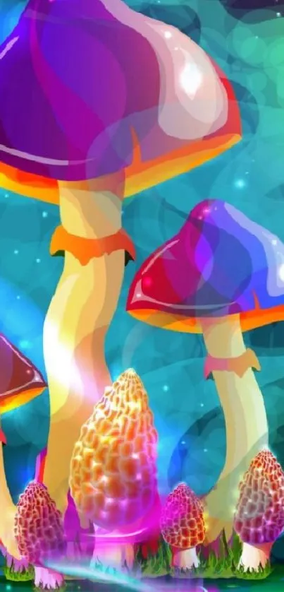 Colorful fantasy mushroom art with a vibrant, glowing design.