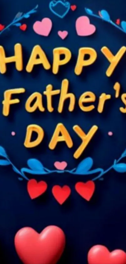 Happy Father's Day colorful wallpaper with hearts.